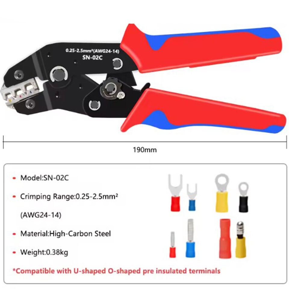 Glarks 2Pcs Wire Crimper Terminal Crimping Tool Cable Lug Crimper Cu/Al